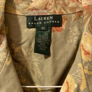 Top Ralph Lauren blue with flowers print 100% linen NWT